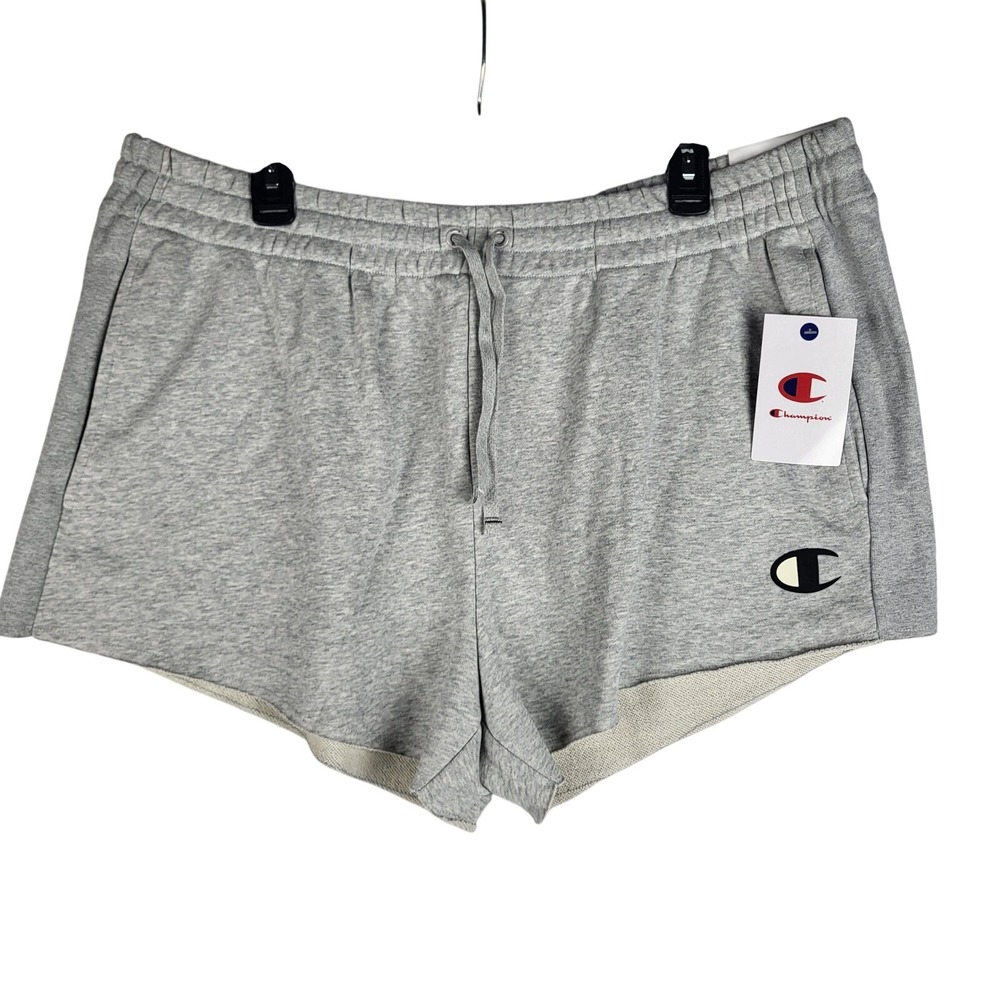 Champion Iconic Shorts Women 1X Gray Loose Fit Fleece CPW253SH02007 Sporty
